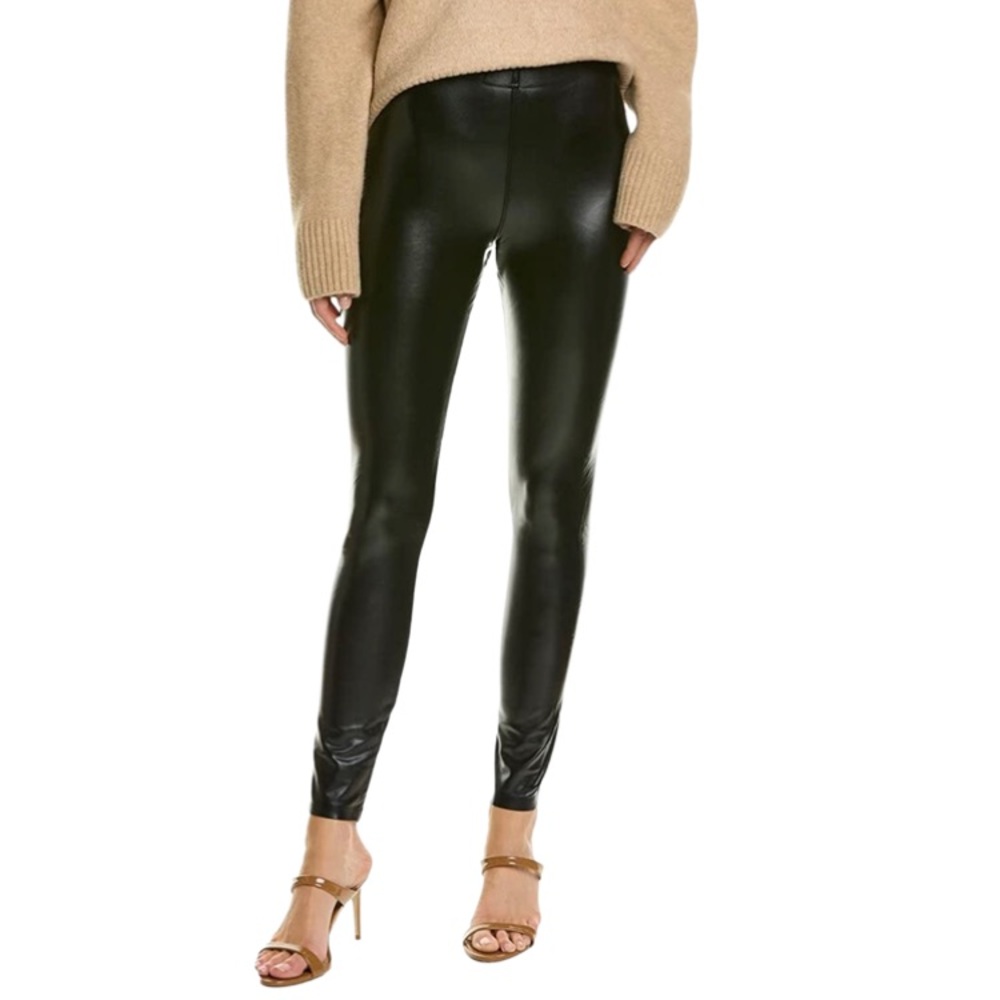 Hue Womens Sleek Effect High Waist Leggings size XL vegan leather-look.